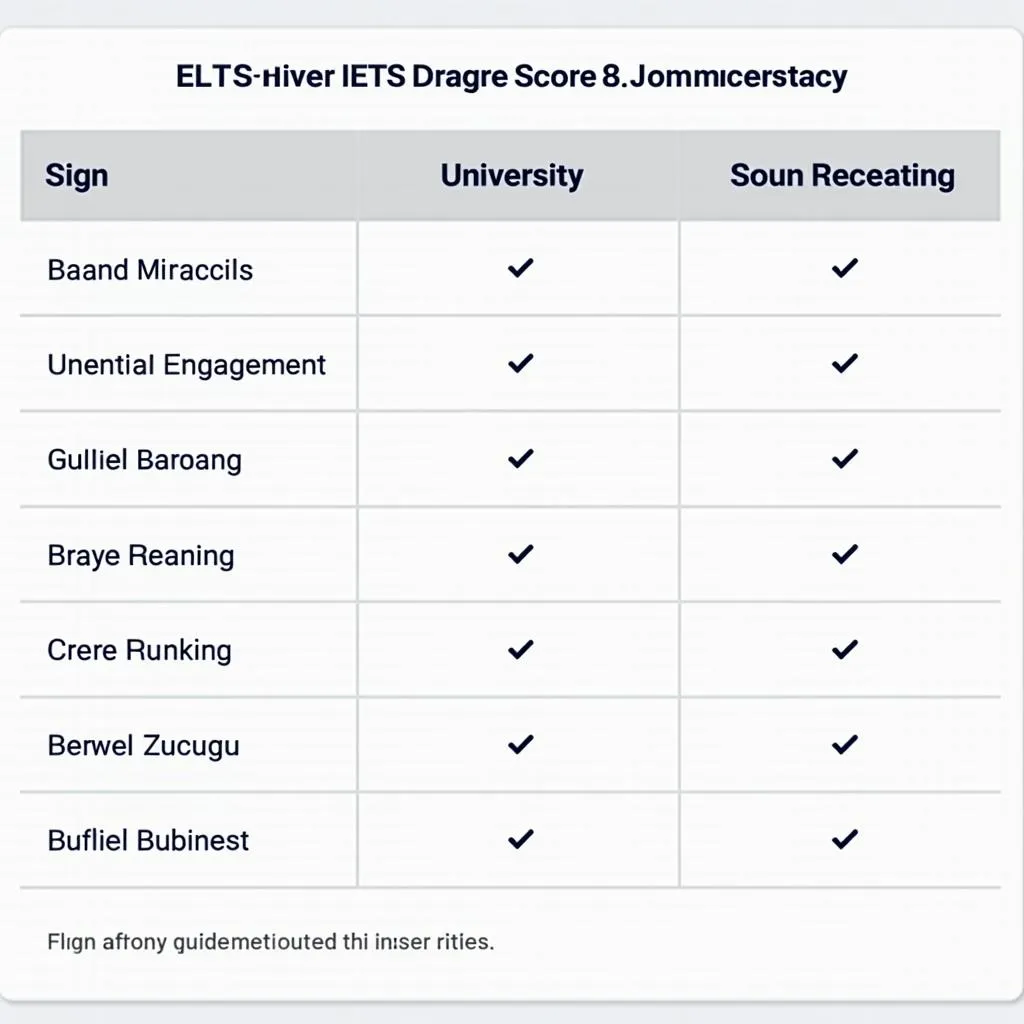 Bảng điểm IELTS và các trường đại học tương ứng