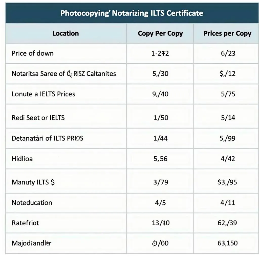 Bảng giá photo công chứng bằng IELTS