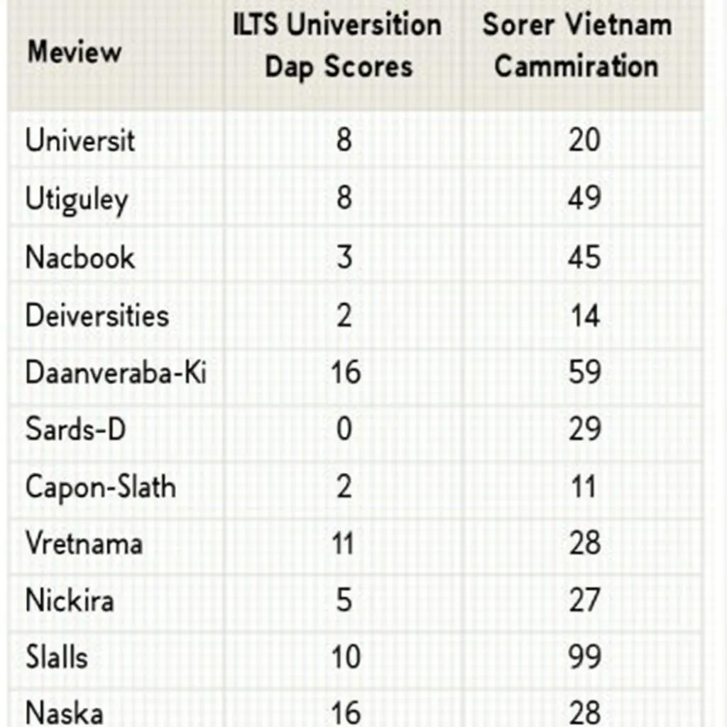 Bảng điểm IELTS