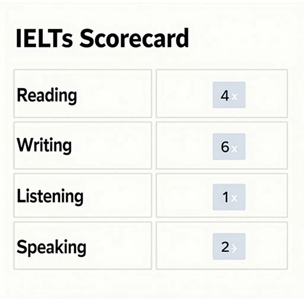 Bảng điểm IELTS với điểm số các kỹ năng RMIC