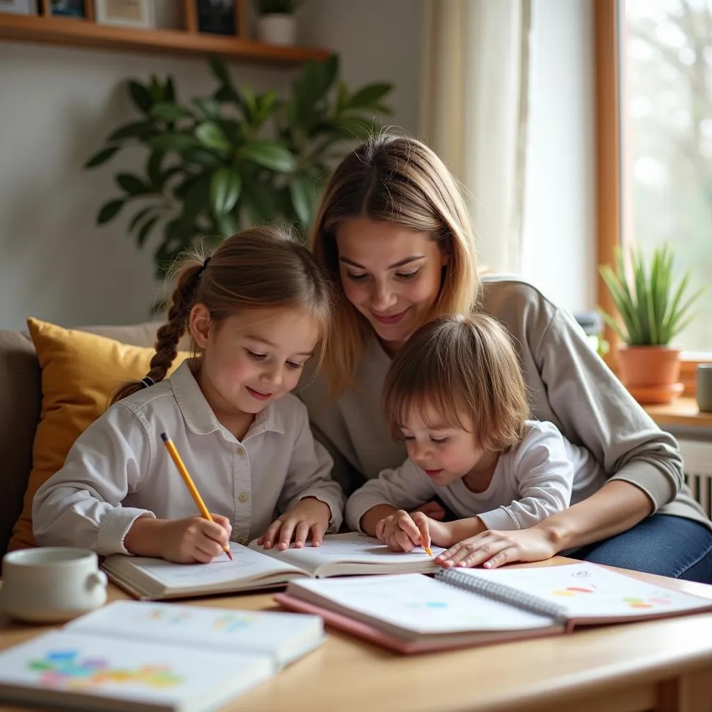 Gia đình homeschooling vui vẻ