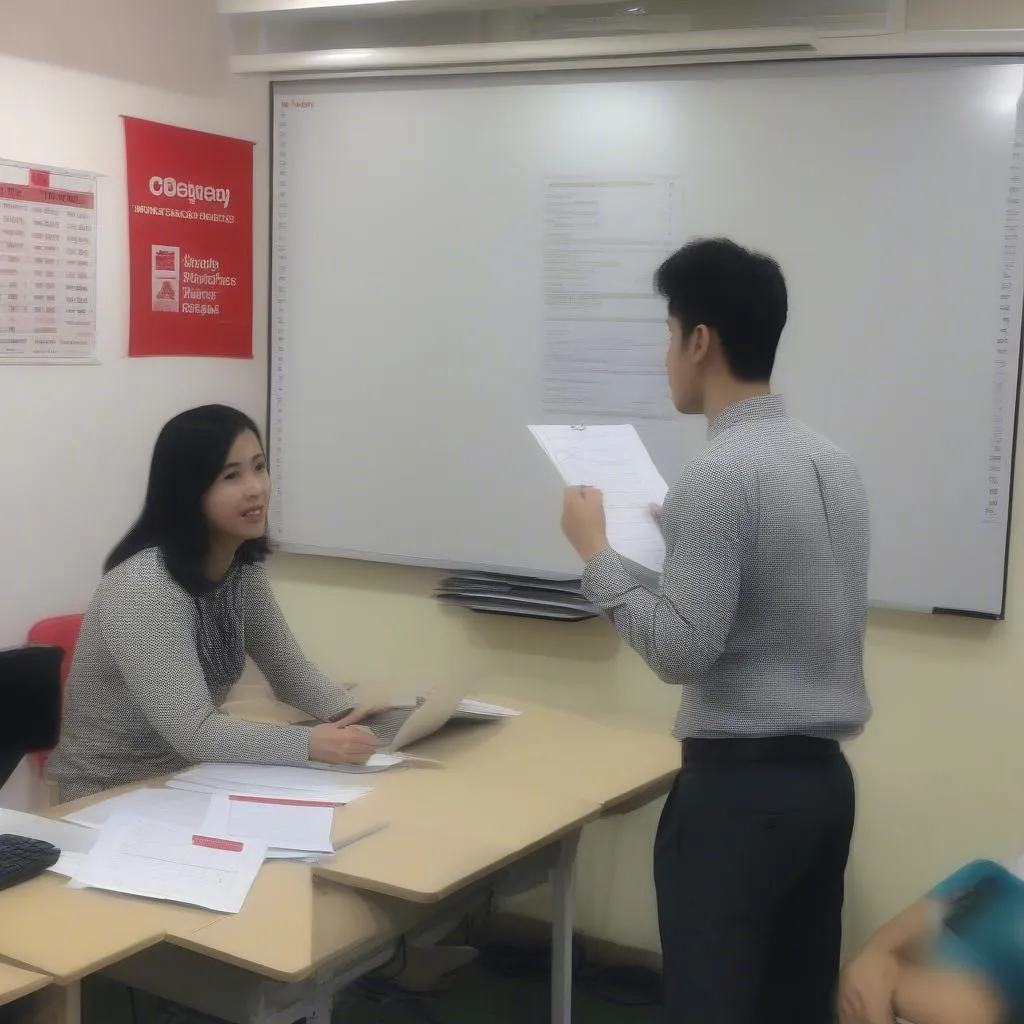 Giảng viên đang giảng dạy tại trung tâm luyện thi IELTS Hà Nội