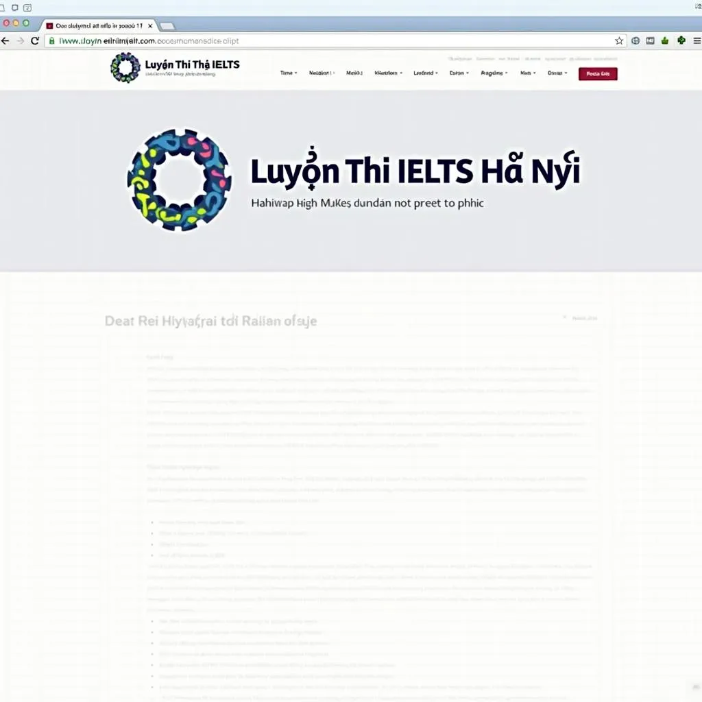 Giao diện website Luyện thi IELTS Hà Nội