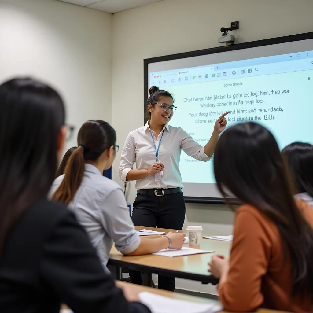 Giáo viên đang giảng dạy IELTS cho học viên tại trung tâm tại Hà Nội