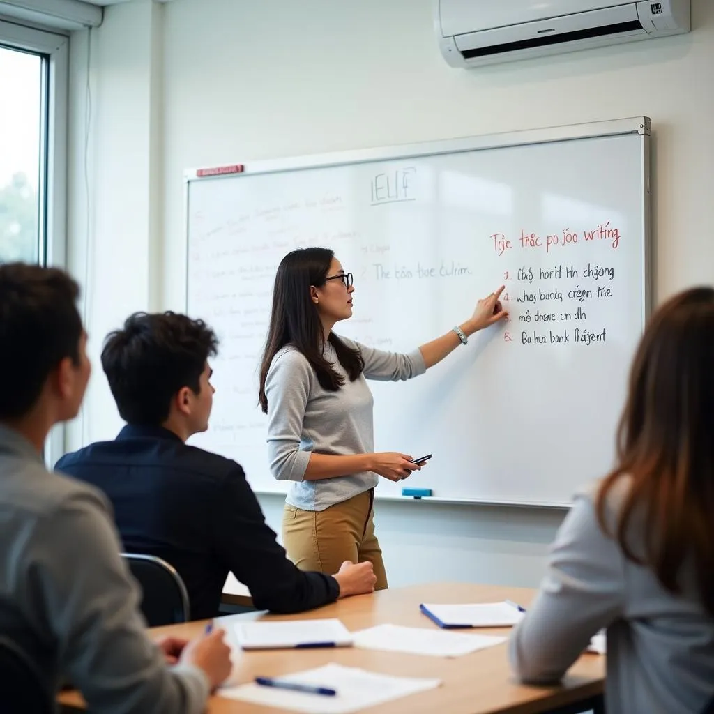 Giáo viên IELTS đang hướng dẫn học viên