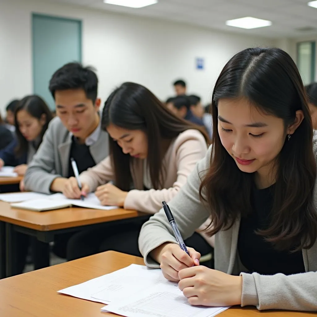 Học viên đang luyện thi IELTS tại trung tâm ở Mỹ Đình