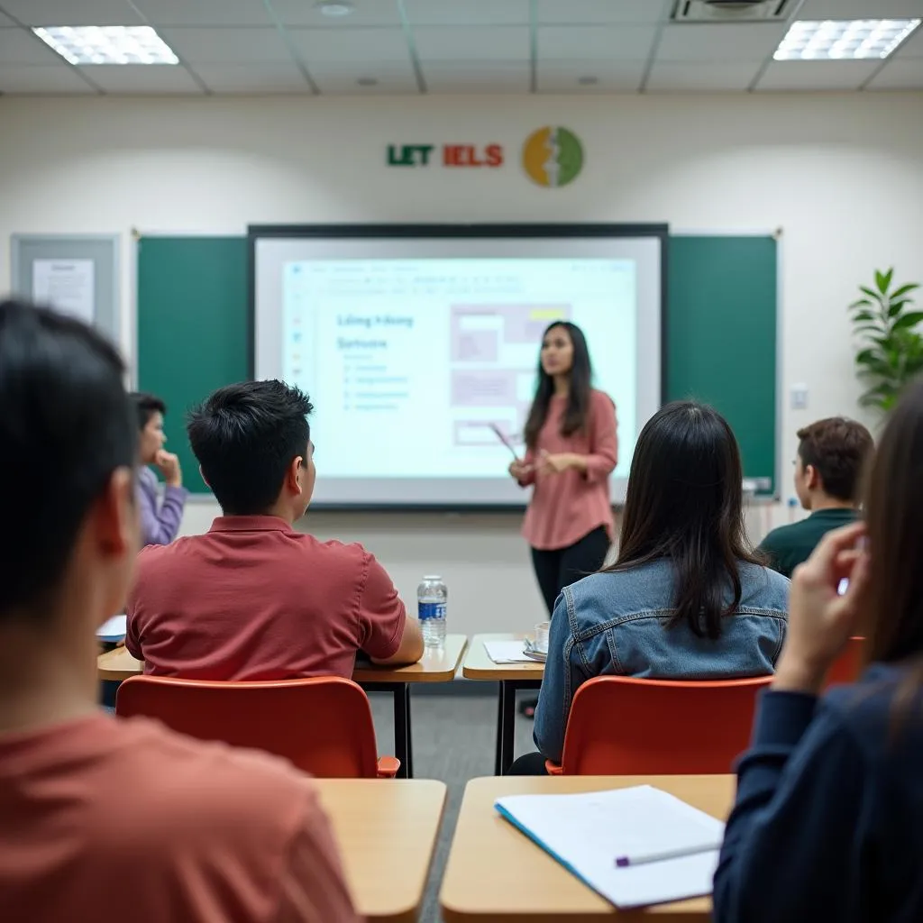 Hình ảnh học viên đang học IELTS tại trung tâm luyện thi Hà Nội