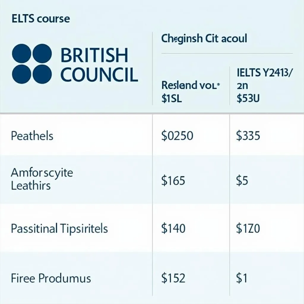 Bảng học phí IELTS Hội Đồng Anh