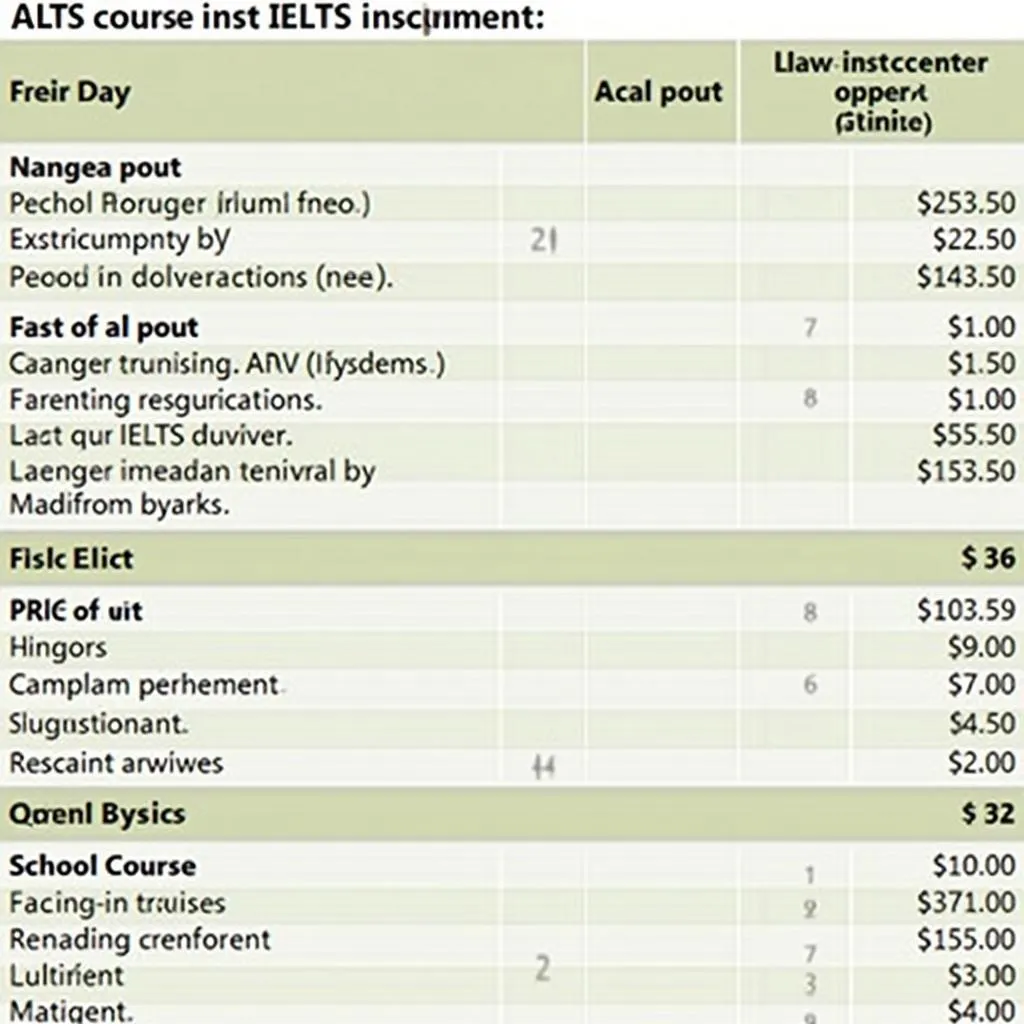 Bảng giá chi tiết các khóa học IELTS