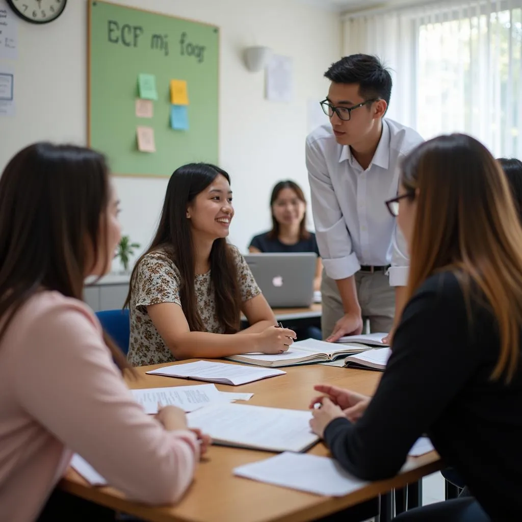 Học viên AMA đang luyện nói IELTS với giáo viên nước ngoài