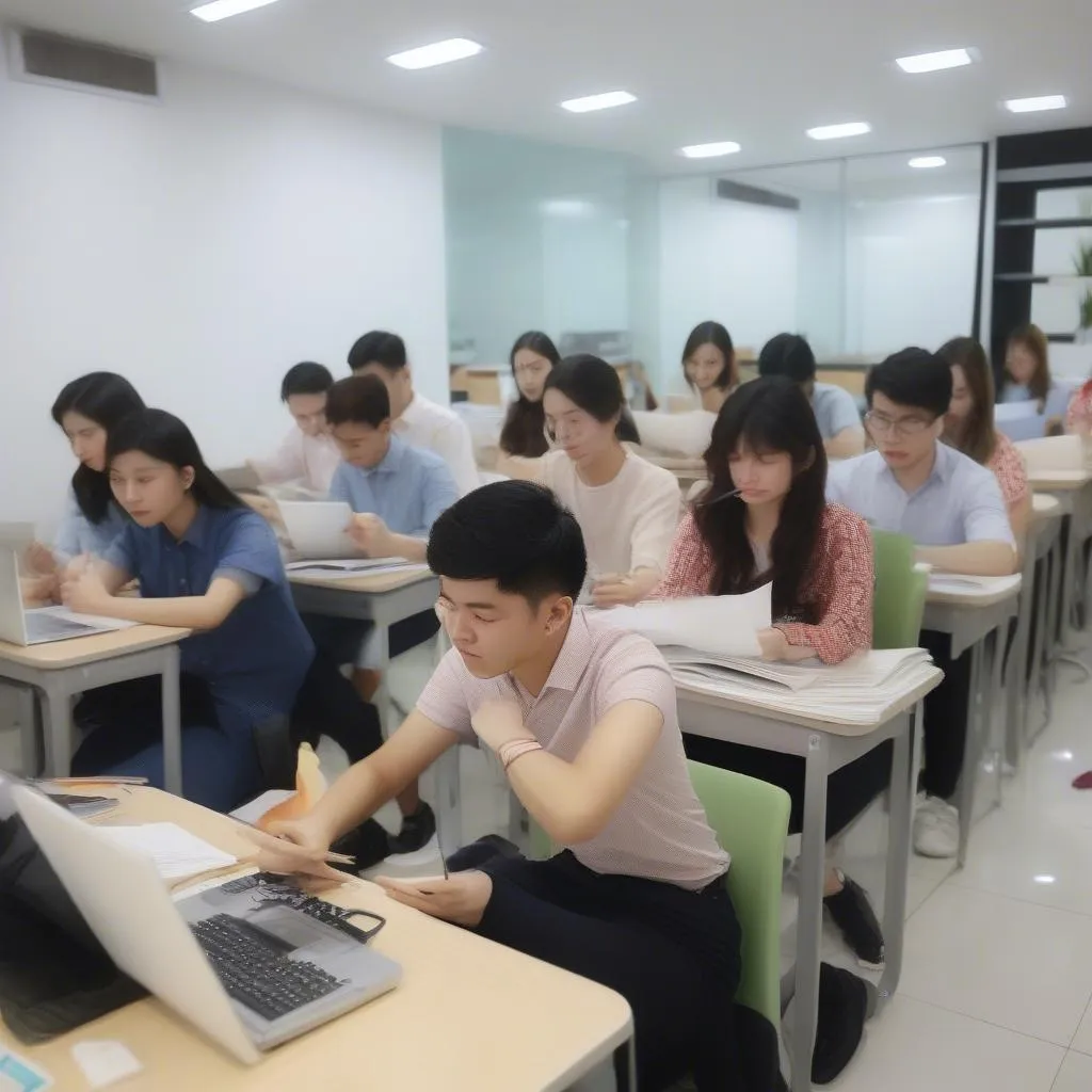 Học viên đang luyện thi IELTS tại trung tâm Luyện thi IELTS Hà Nội