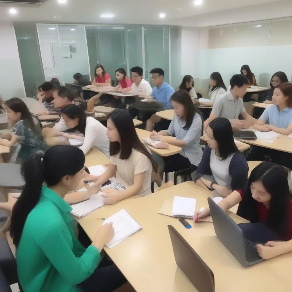 Học viên đang học tại trung tâm Luyện Thi IELTS Hà Nội