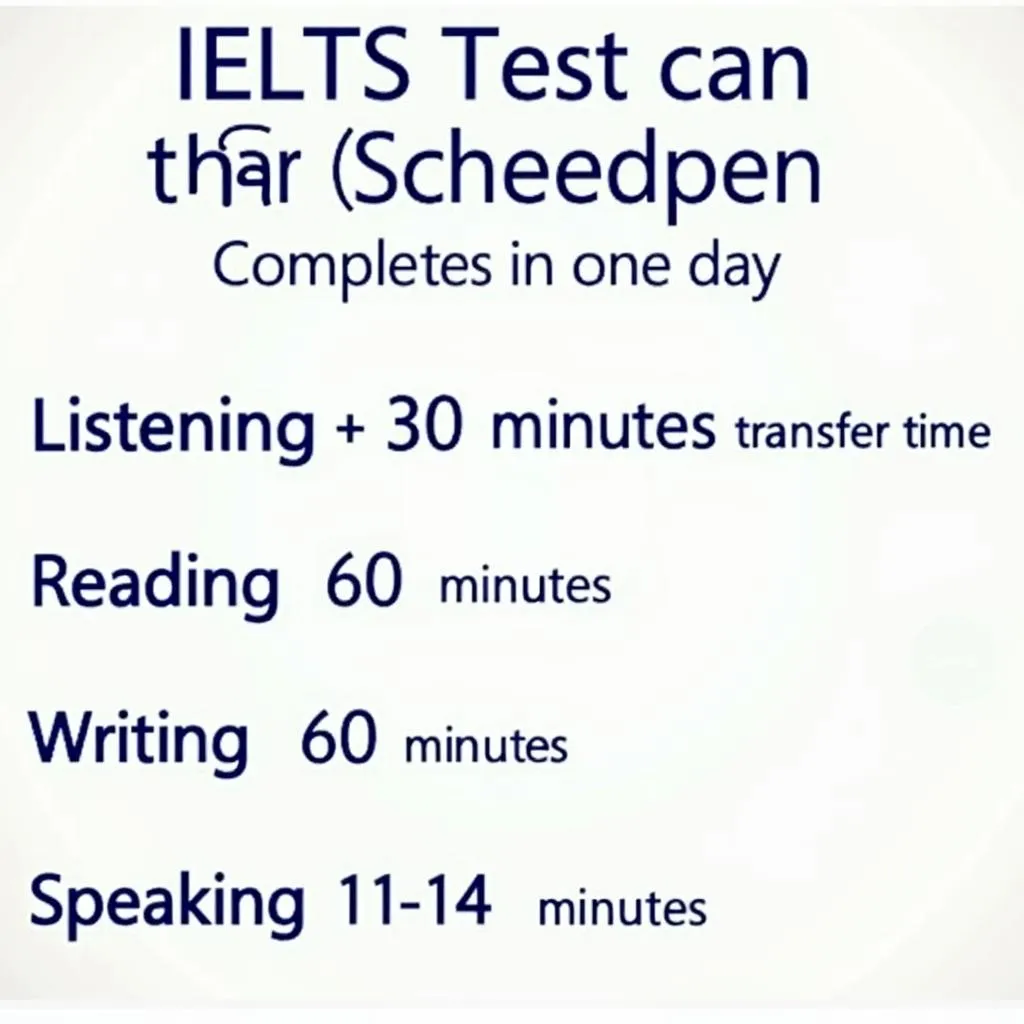 Lịch thi IELTS gồm mấy ngày