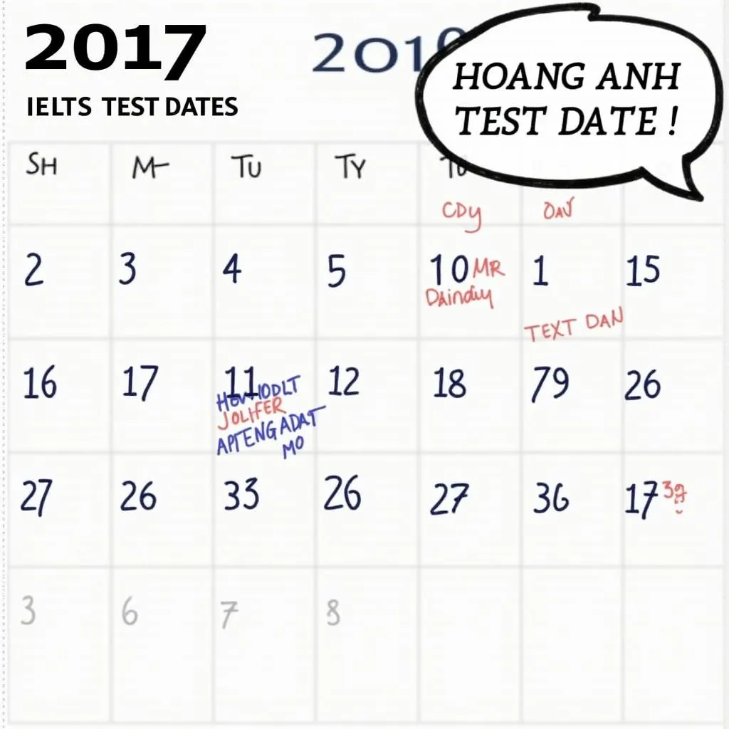 Lịch thi IELTS IDP 2017 Hoàng Anh