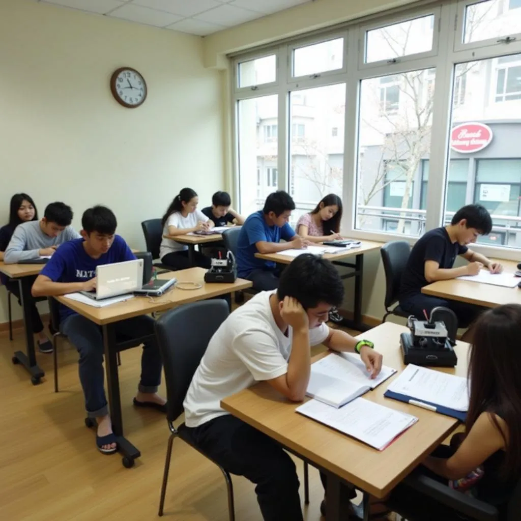 Học viên đang luyện đề thi IELTS tại trung tâm