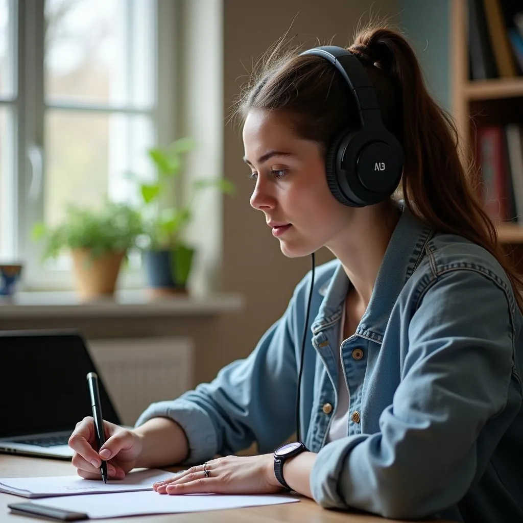 Hình ảnh người học đang luyện nghe IELTS Listening