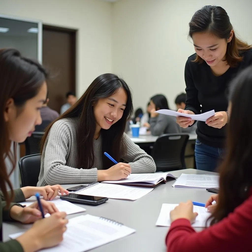 Học viên đang luyện thi IELTS tại trung tâm