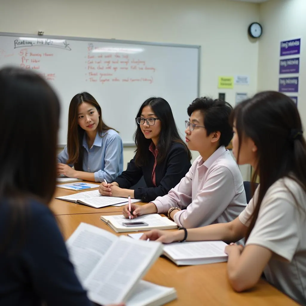 Hình ảnh học viên đang luyện thi IELTS tại trung tâm Luyện thi IELTS Hà Nội cùng chuyên gia