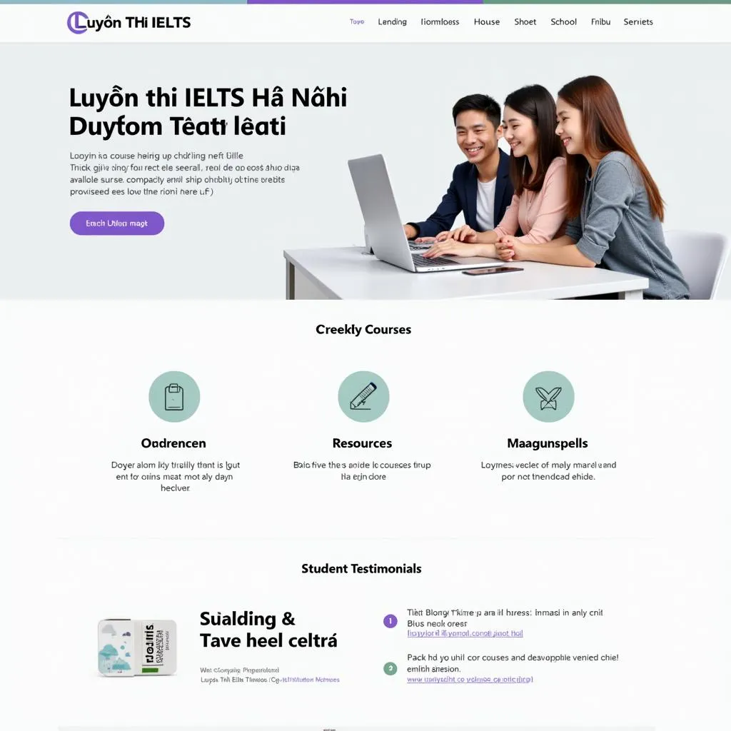 Giao diện website Luyện Thi IELTS Hà Nội