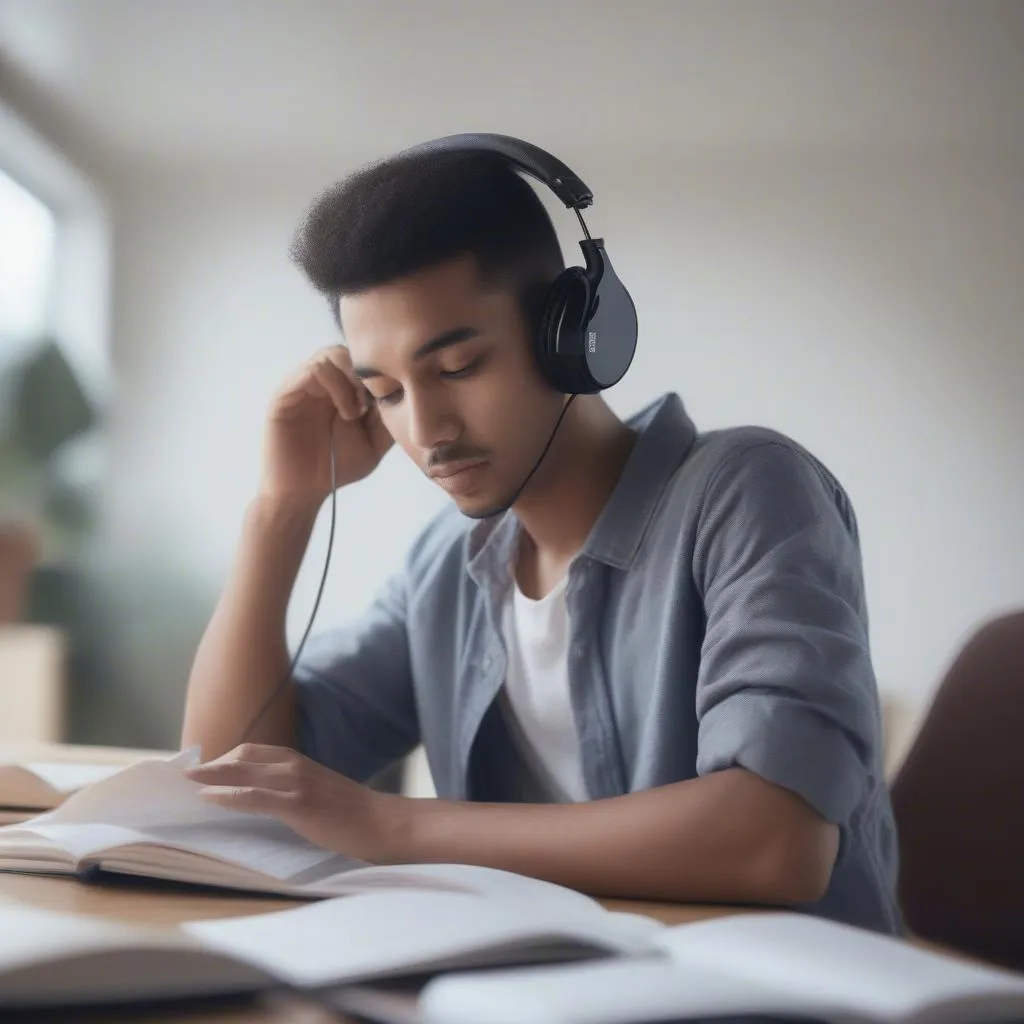 Hình ảnh người học đang luyện thi IELTS Listening