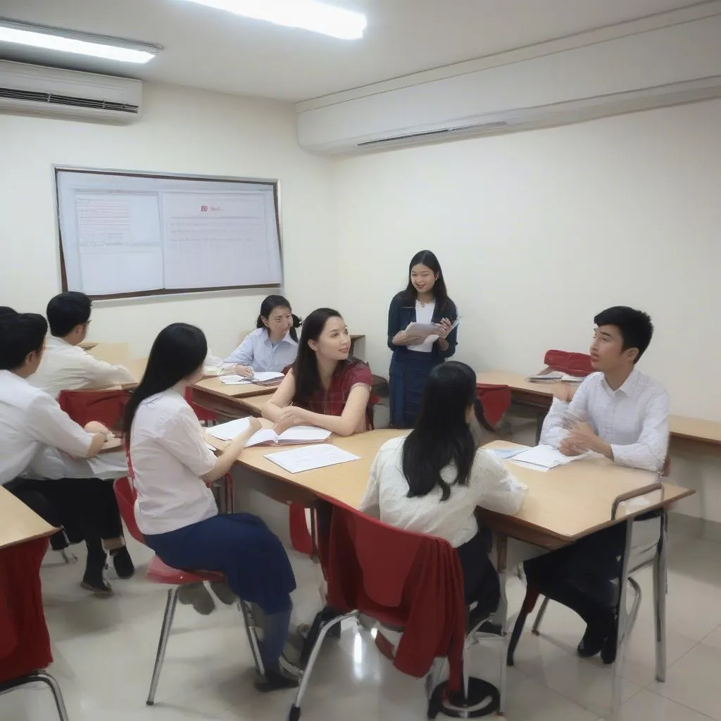 Hình ảnh học viên đang luyện thi IELTS tại trung tâm