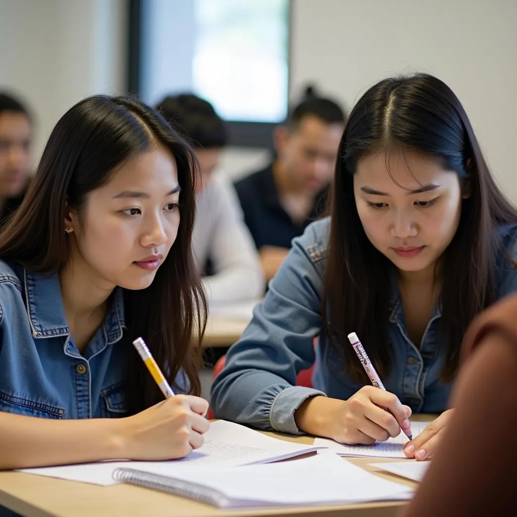 Hình ảnh học sinh đang luyện thi IELTS tại Hà Nội