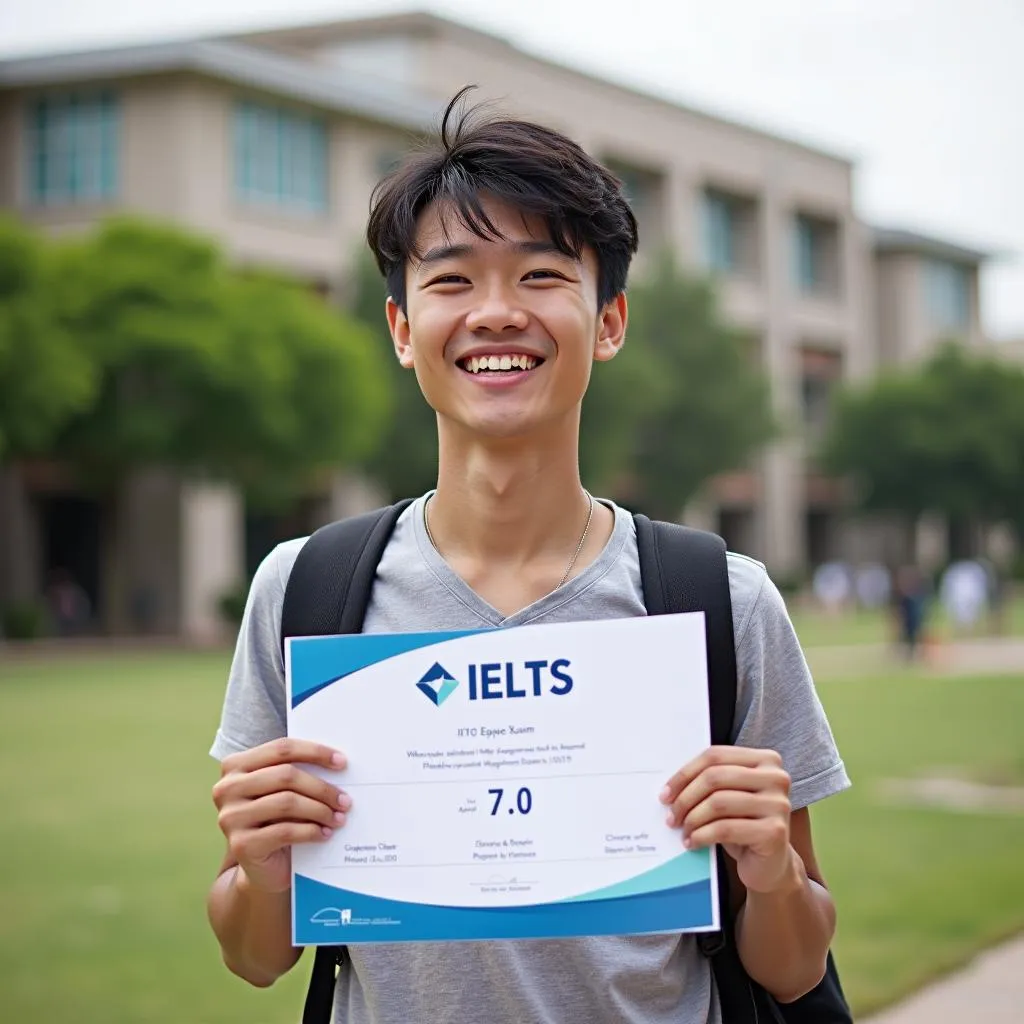 Sinh viên vui mừng khi đạt IELTS 7.0