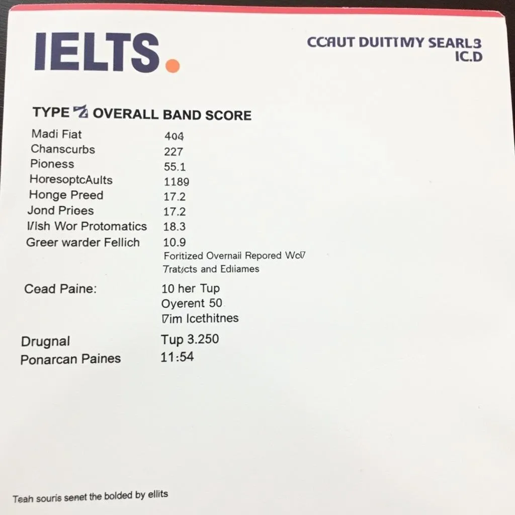 Bảng điểm IELTS 5.0