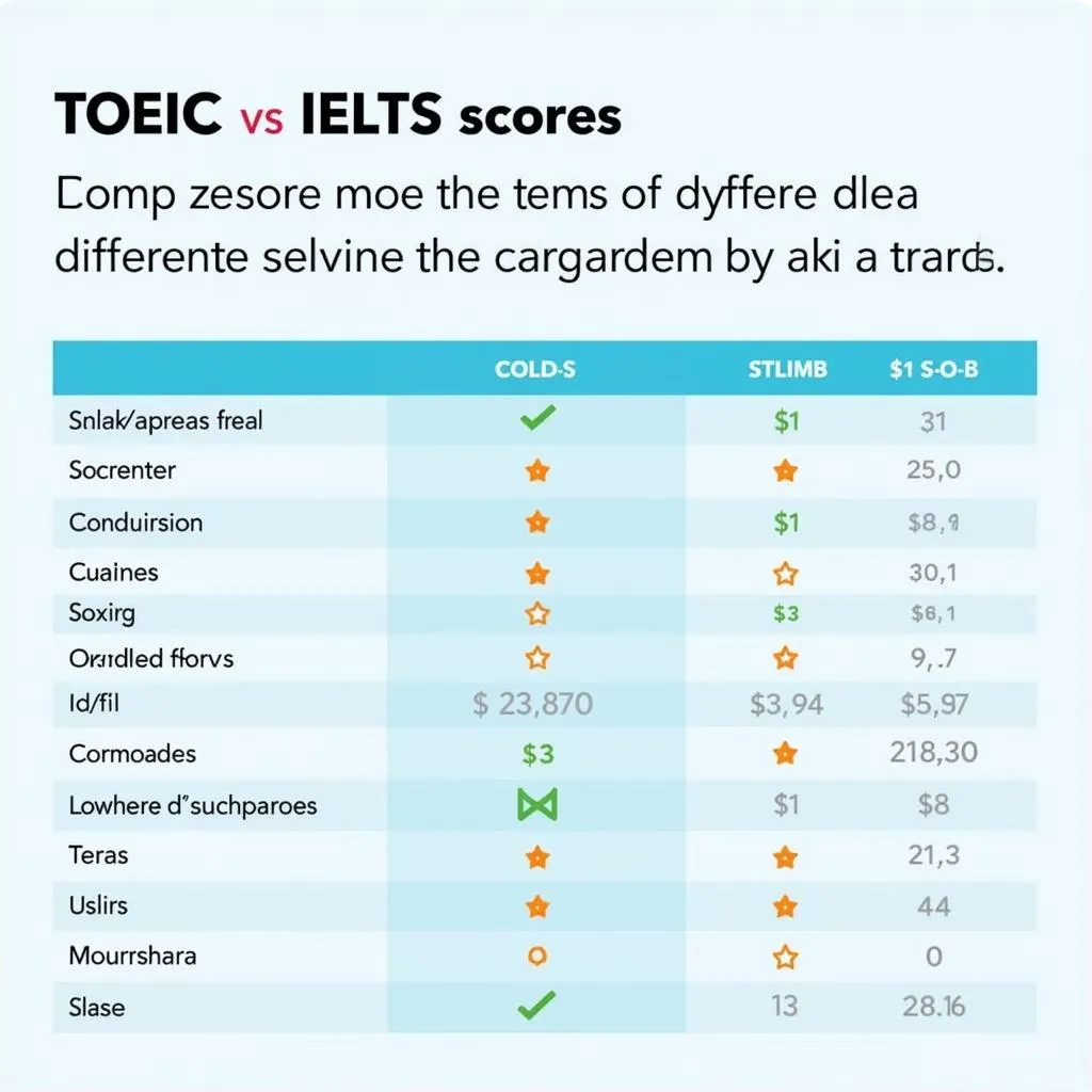 Bảng điểm TOEIC và IELTS