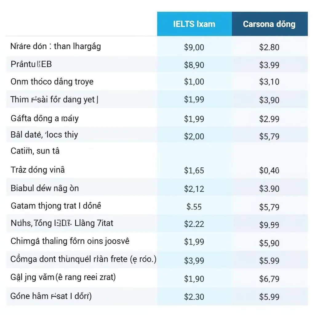 Bảng giá thi IELTS