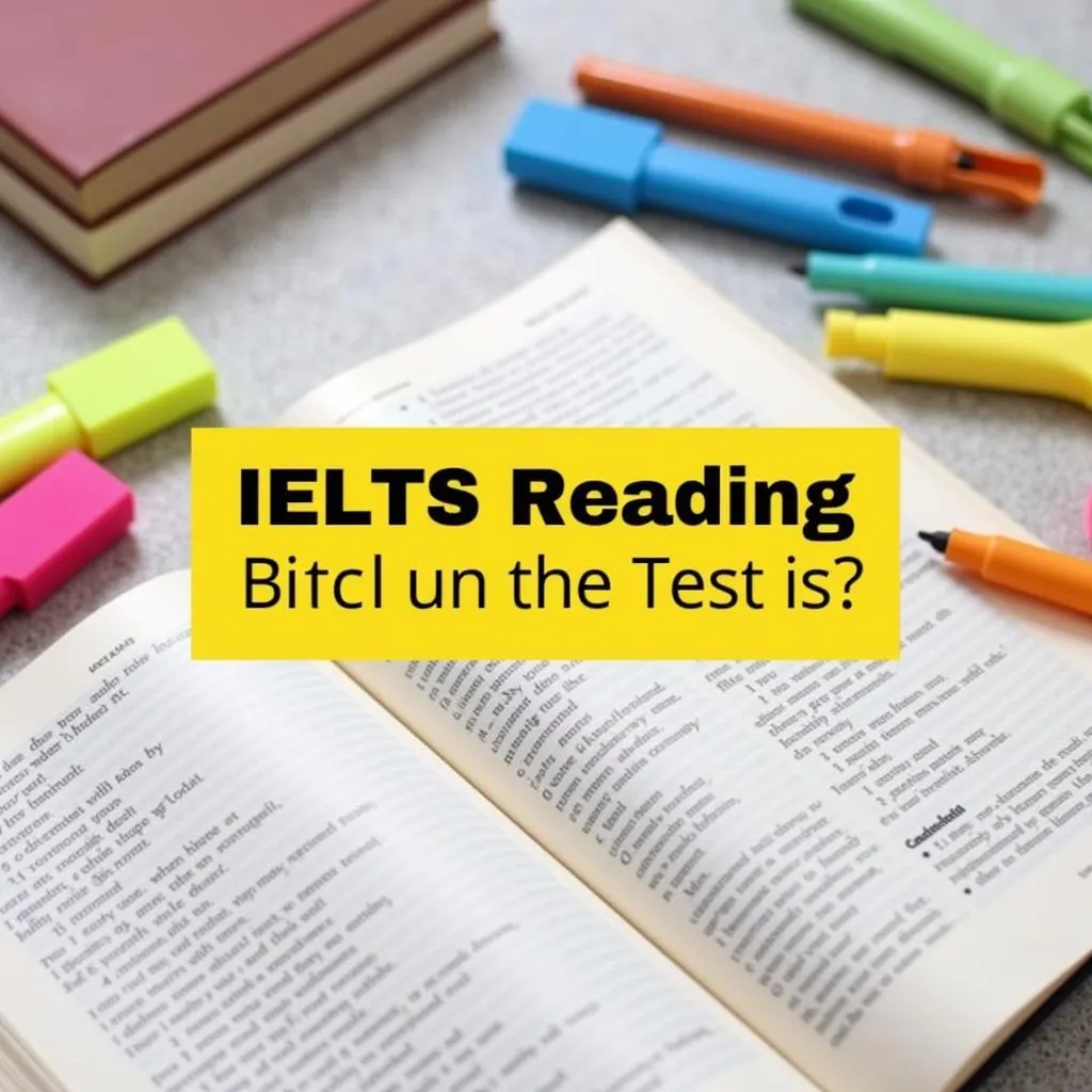 Sách và bút highlight trên bàn học IELTS