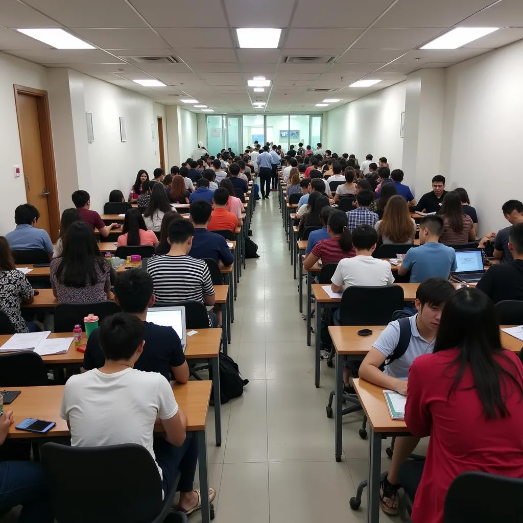 Học viên đang làm bài thi IELTS tại trung tâm IDP