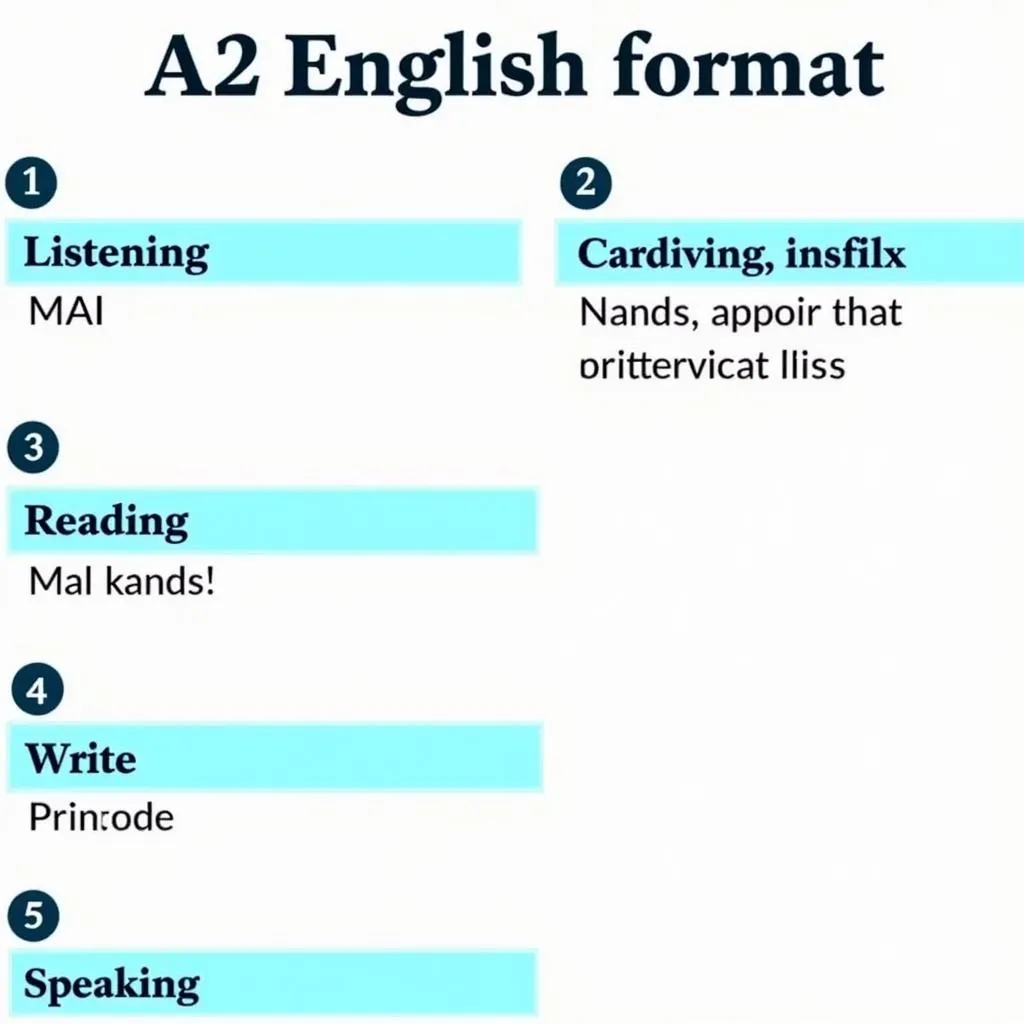 Hình ảnh về định dạng đề thi tiếng Anh A2
