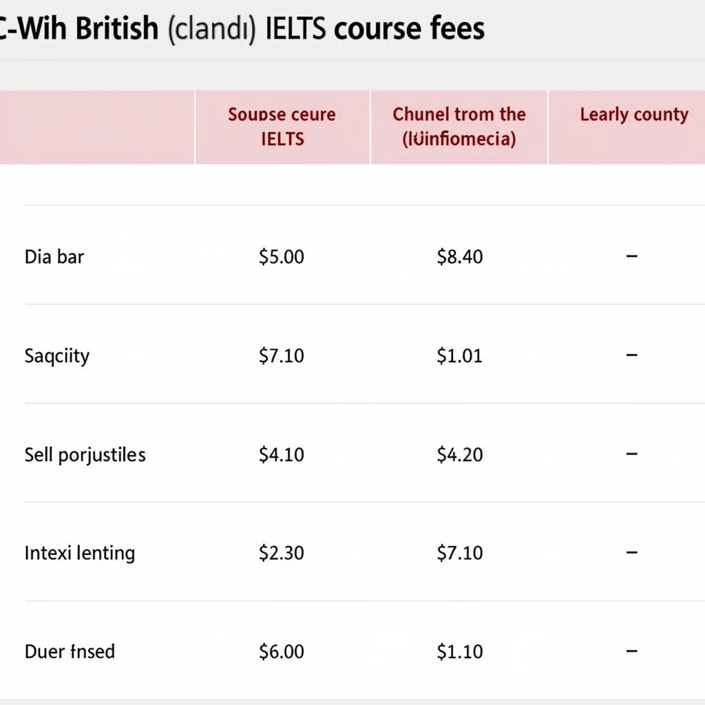 Bảng học phí IELTS British Council