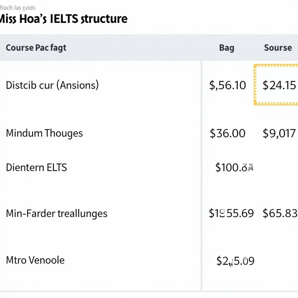 Bảng giá khóa học IELTS Miss Hoa