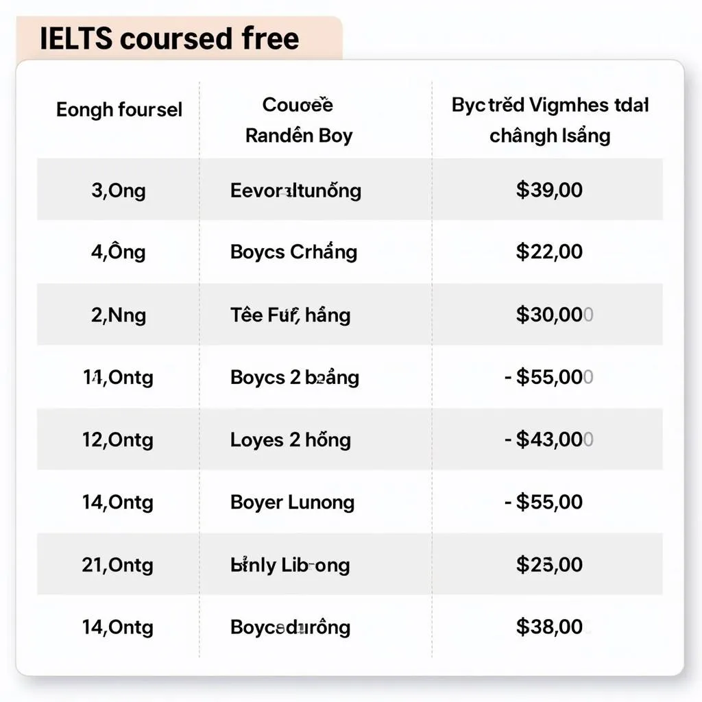 Bảng học phí luyện thi IELTS