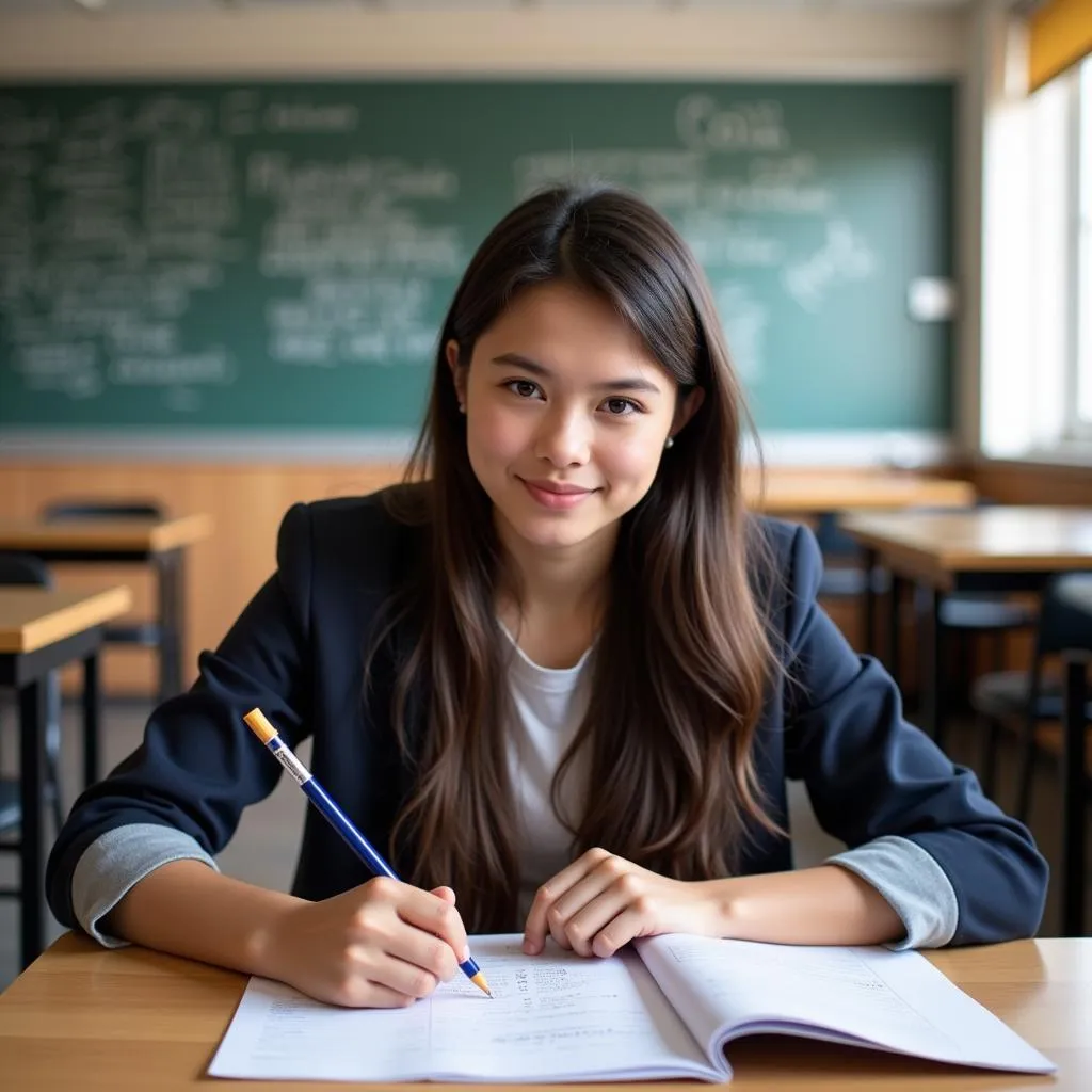 Học sinh đang làm bài thi tiếng Anh