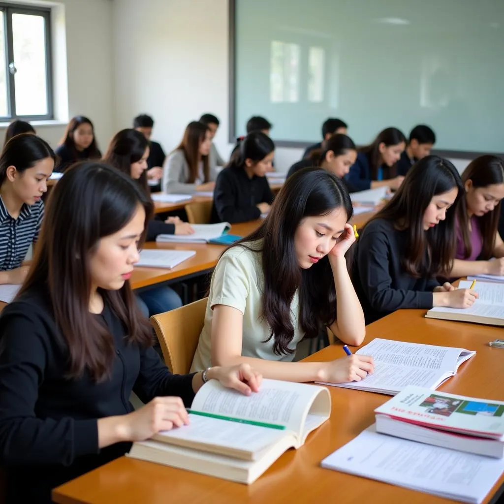 Học sinh đang ôn luyện IELTS tại trung tâm luyện thi IELTS Hà Nội