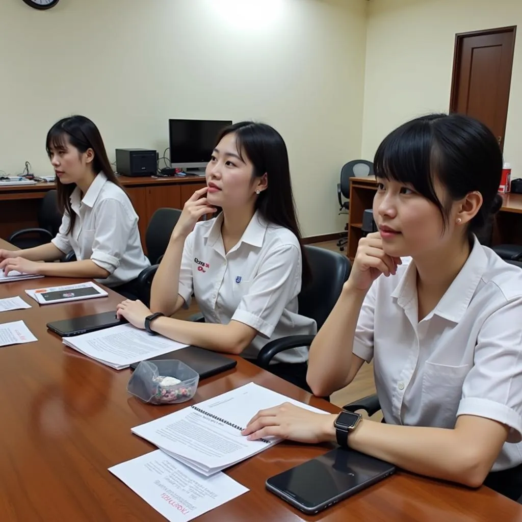 Học viên đang luyện tập IELTS Listening tại trung tâm Luyện Thi IELTS Hà Nội