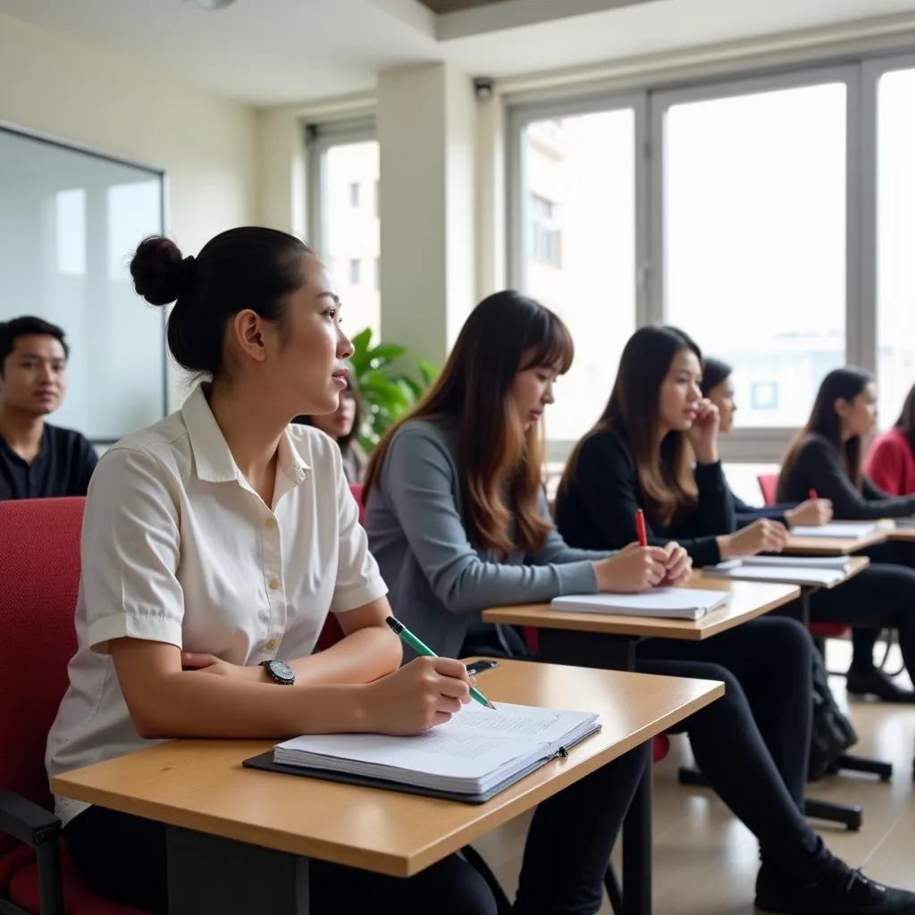 Học viên Luyện Thi IELTS Hà Nội đang luyện nghe