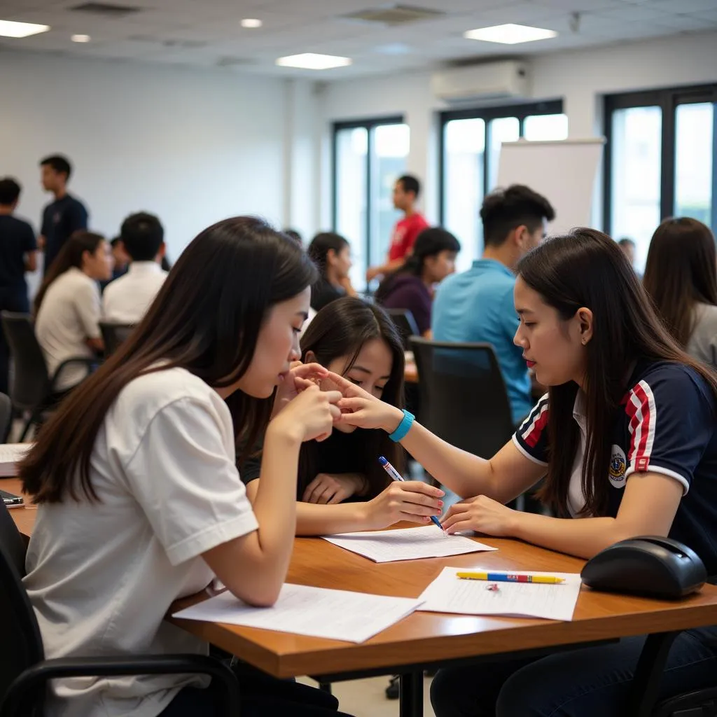 Học viên tham gia hội thi IELTS tại trung tâm C, quận Ba Đình