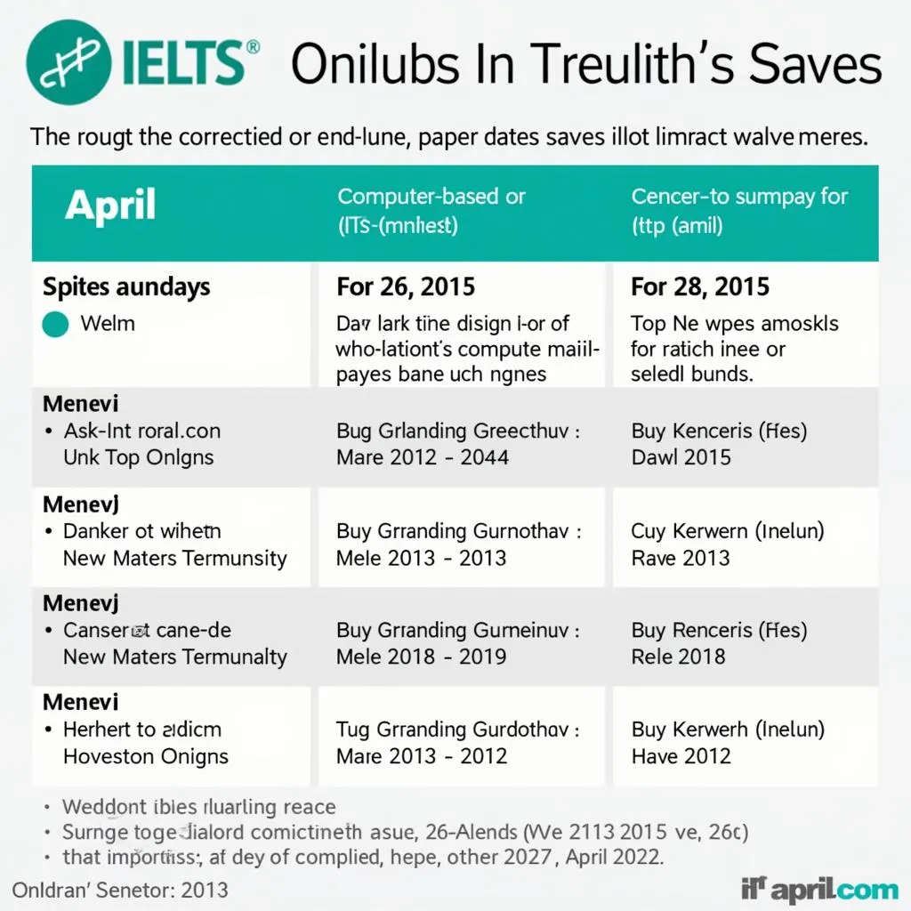 Lịch thi IELTS IDP tháng 4