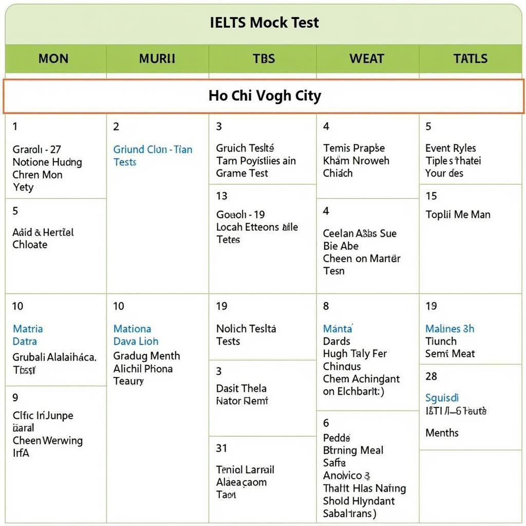 Lịch thi thử IELTS TPHCM