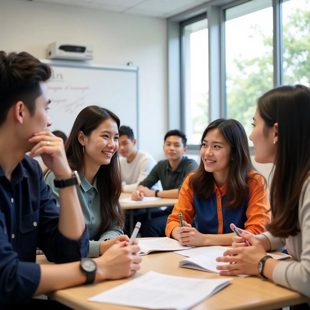 Hình ảnh lớp học IELTS sôi nổi tại trung tâm Luyện thi IELTS Hà Nội