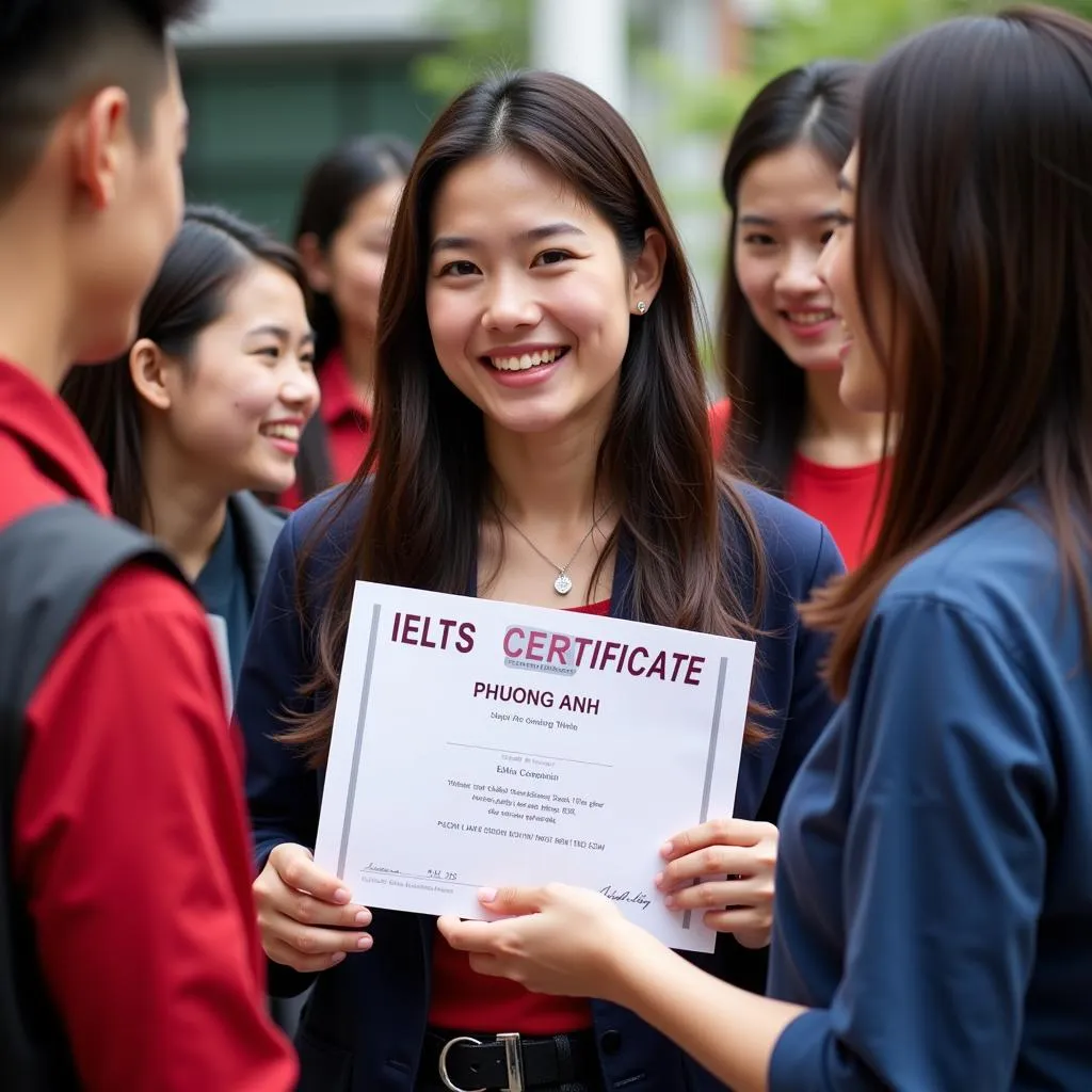 Phương Anh nhận chứng chỉ IELTS