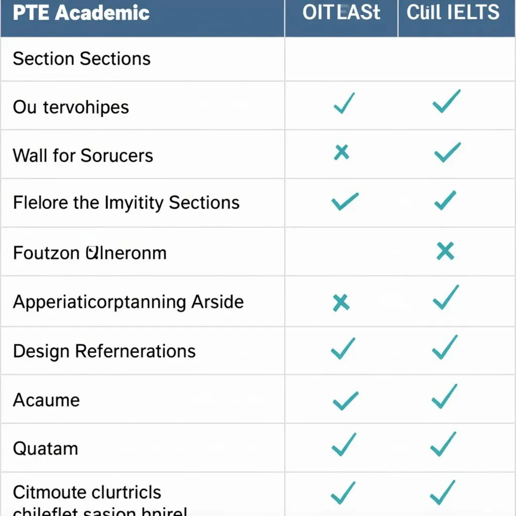 Bảng so sánh cấu trúc bài thi PTE và IELTS